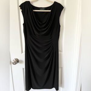 Lauren Ralph Lauren Stretch Jersey Cowlneck Dress | Black | Size 14